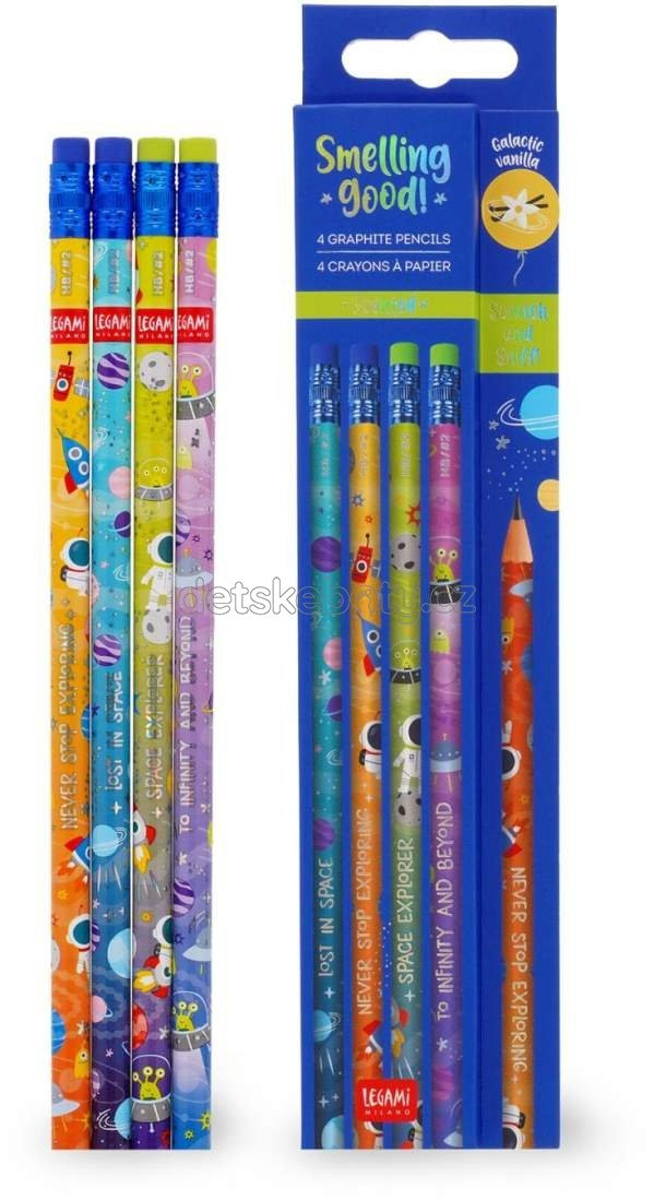 Sada 4 vonných grafitových tužek HB Legami 4 Scented Hb Graphite Pencils - Smelling Good! - Space