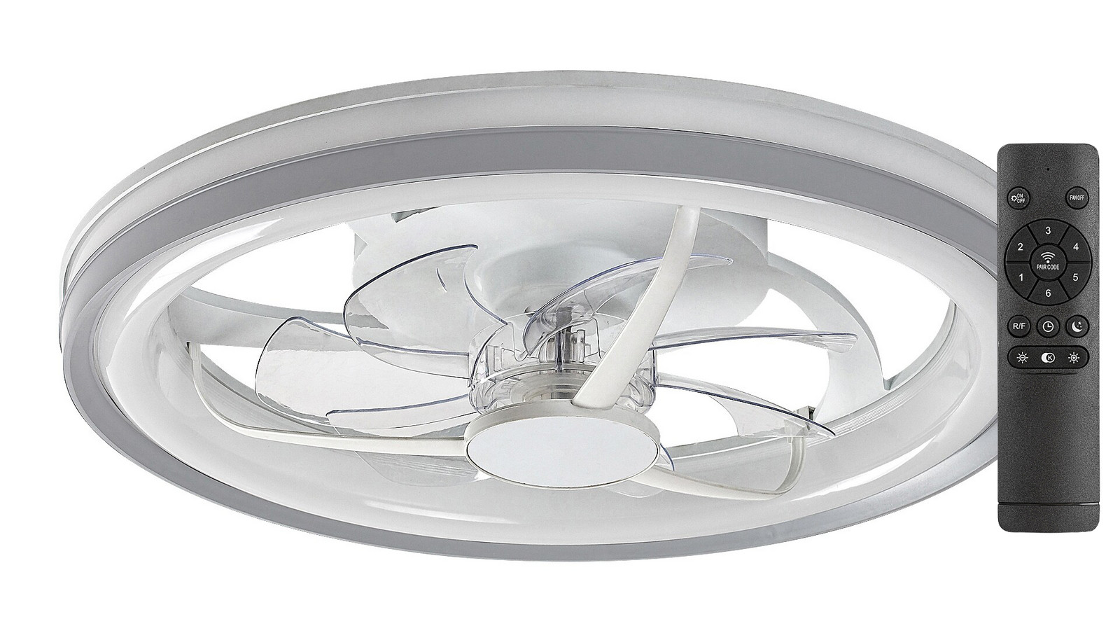 Rabalux SMART WIFI Stříbrné stropní LED svítidlo s ventilátorem Fanricius 480mm 40W CCT s DO 71335