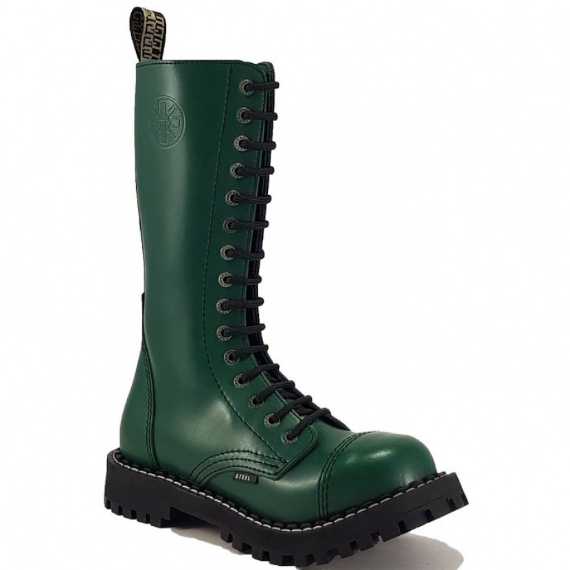 Boty Steel 15-dírkové - zelené, 40