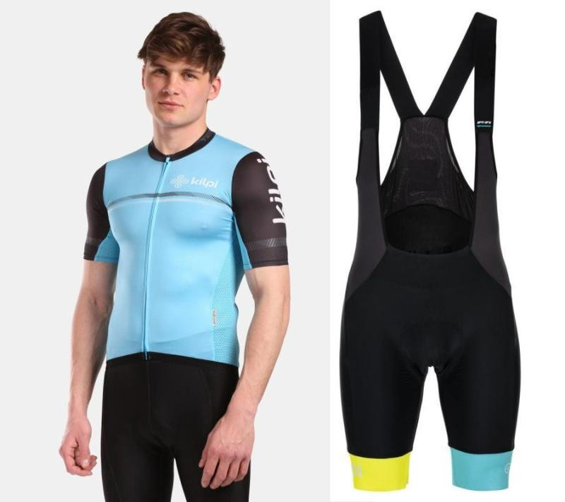 KILPI CORRIDOR-M Světle modrý cyklistický dres + Kilpi MURIA-M modré cyklistické kraťasy