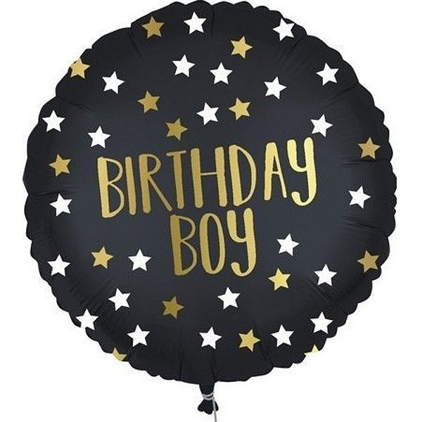 Balónek fóliový Birthday Boy černozlatý 46 cm