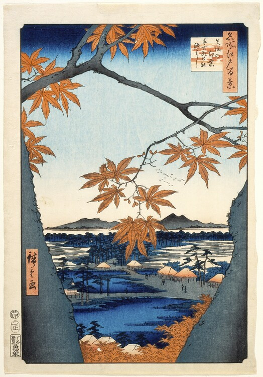 Hiroshige Utagawa Obrazová reprodukce Maples leaves at Mama, Hiroshige Utagawa, 26.7 × 40 cm