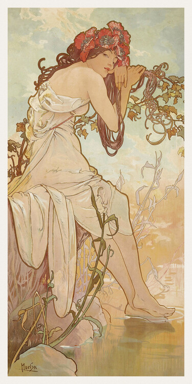 Alfons Mucha Obrazová reprodukce The Seasons: Summer (1896), Alfons Mucha, 20 × 40 cm
