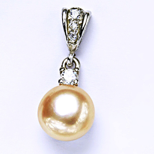 Stříbrný přívěšek, přírodní říční perla lososová, P 1287/2