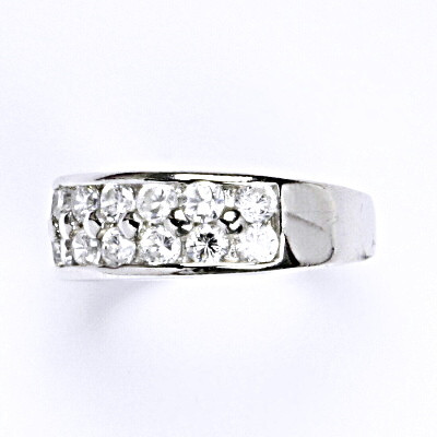 Stříbrný prsten s čírými zirkony,prsten ze stříbra, 6,93 g