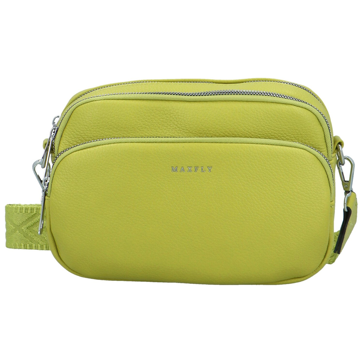 Trendy dámská koženková crossbody kabelka Rory, žlutozelená