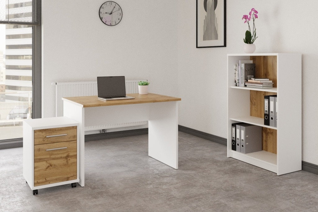 Kancelářská sestava NEJBY GIANNI 10, bílá/dub wotan