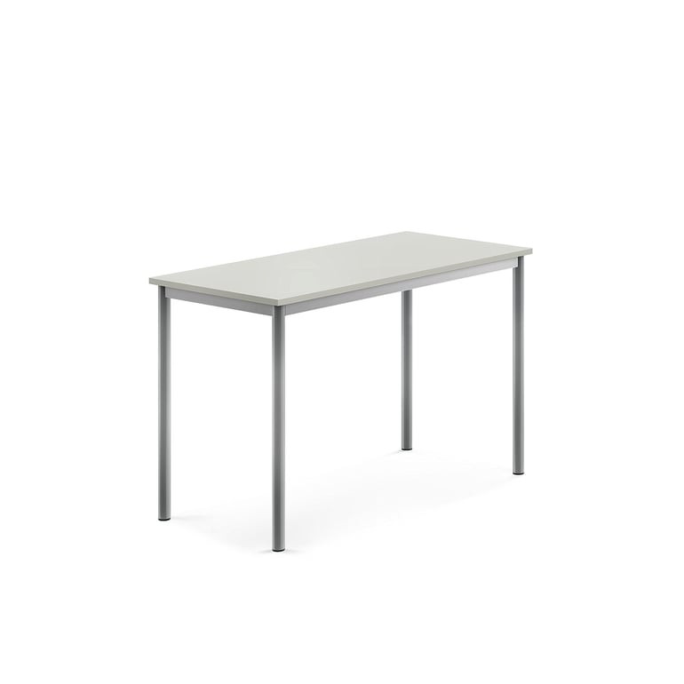 Stůl SONITUS, 1200x600x760 mm, stříbrné nohy, HPL deska tlumící hluk, šedá