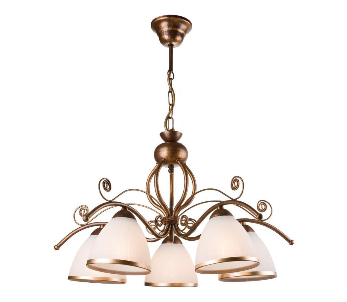 Lustr na řetězu RETRO II 5xE27/60W/230V bronz patina