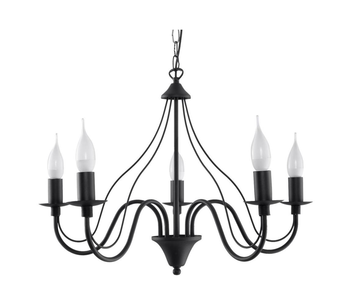 SL.0218 - Lustr na řetězu MINERWA 5 5xE14/40W/230V černá