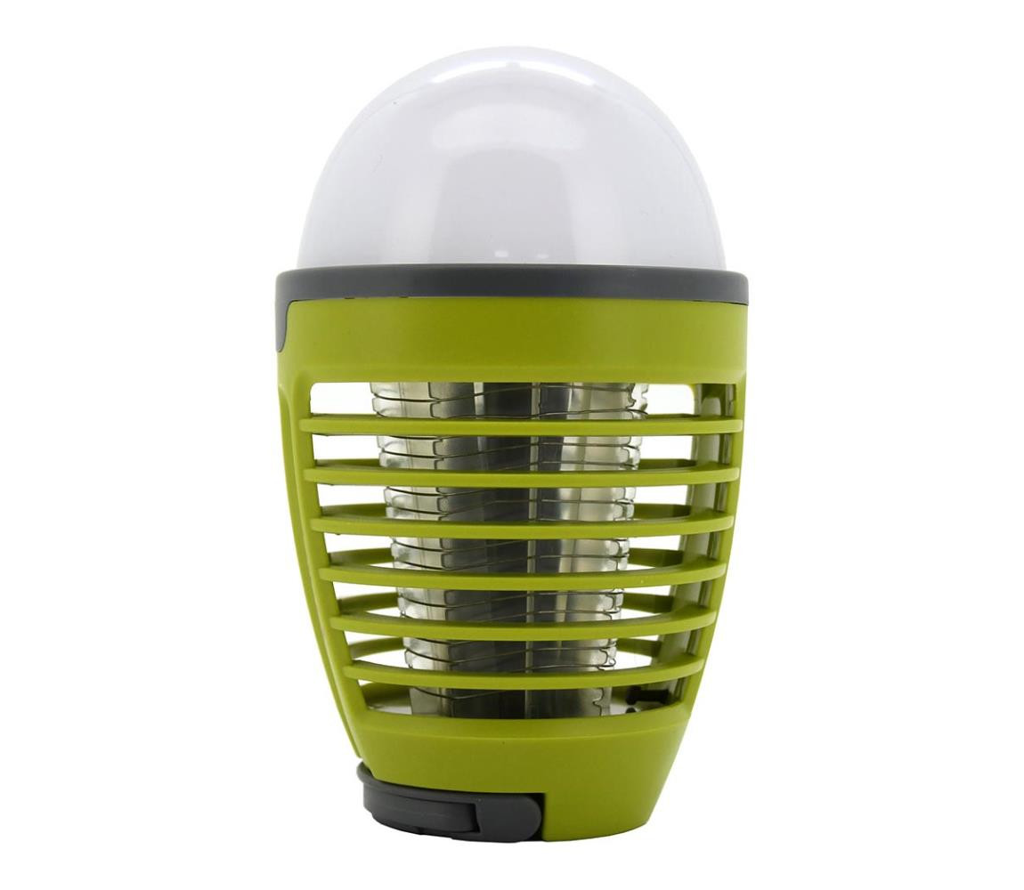 LED Přenosná nabíjecí lampa s lapačem hmyzu LED/2W/3,7V IPX4 zelená