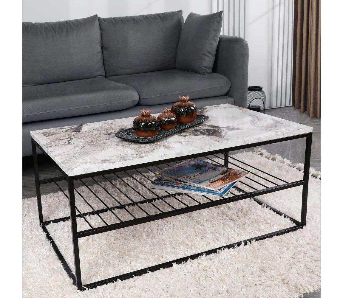 Konferenční stolek ASUDE 43x95 cm černá/bílá