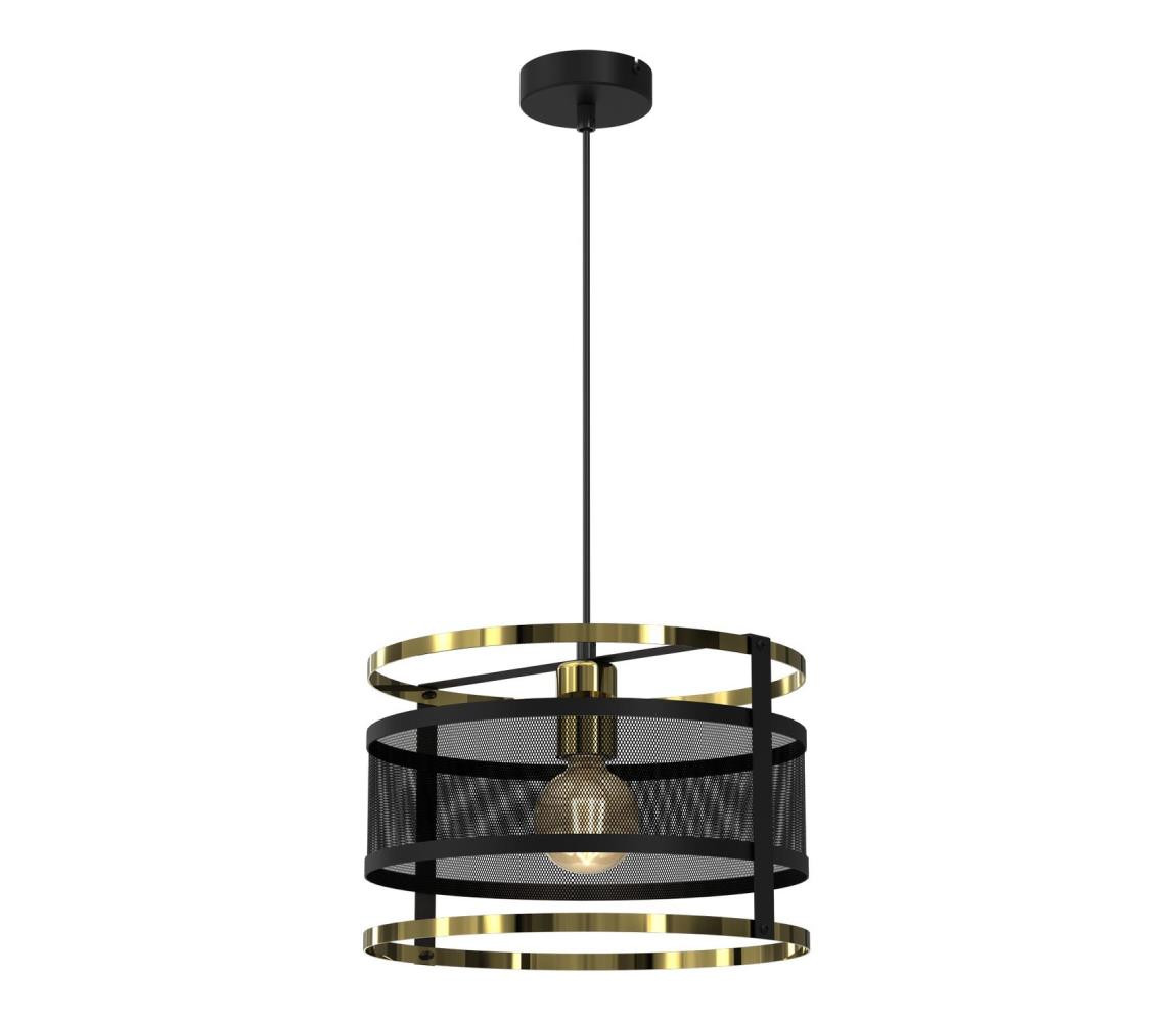 Lustr na lanku RIM 1xE27/60W/230V černá/zlatá