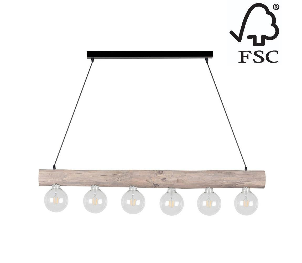 69870604 - Lustr na lanku TRABO 6xE27/60W/230V borovice