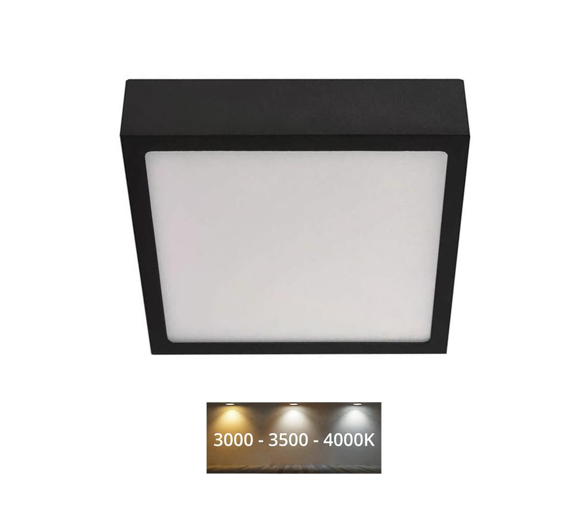 LED Stropní svítidlo LED/12,5W/230V 3000/3500/4000K 17x17 cm černá
