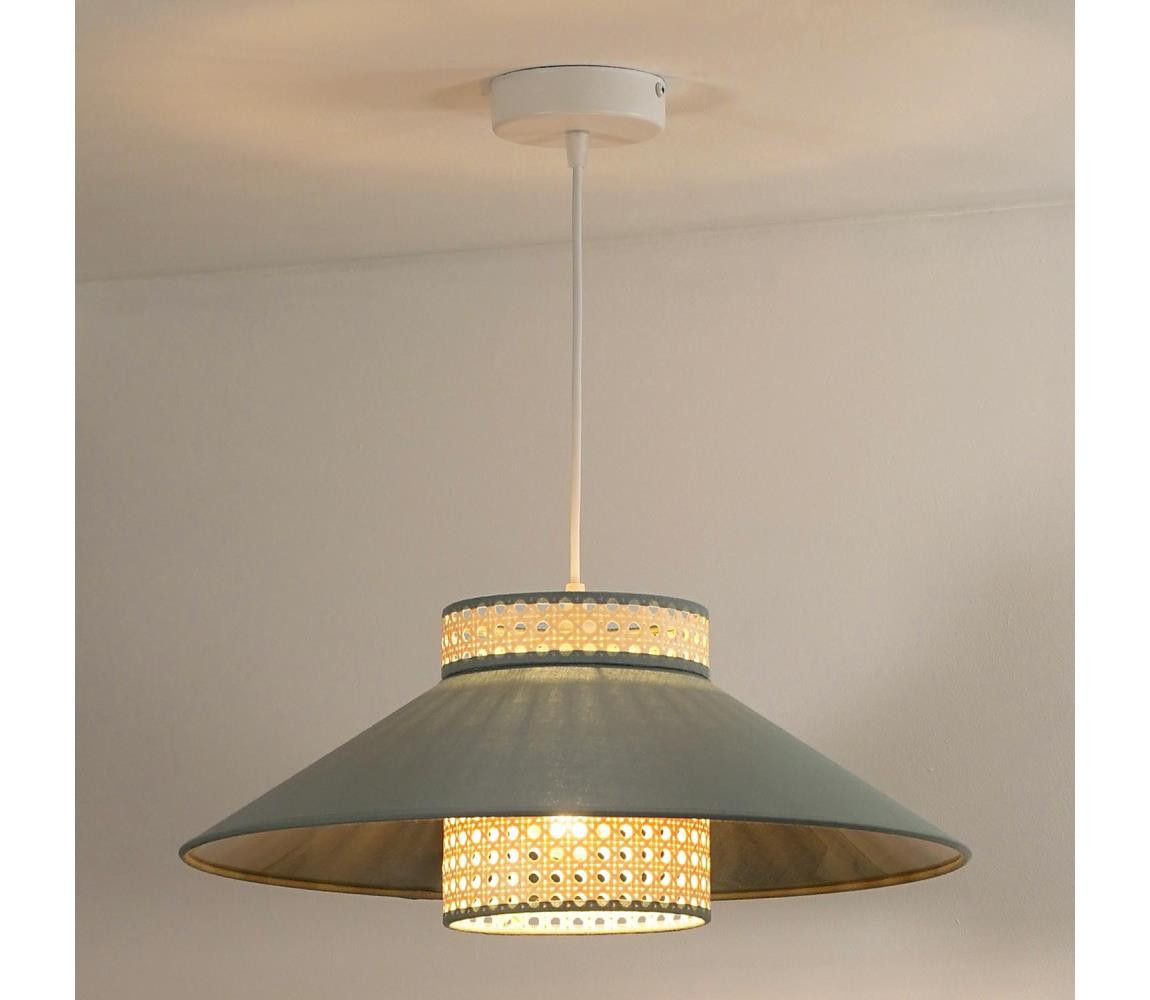 - Lustr na lanku RIO RATTAN 1xE27/15W/230V pr. 45 cm zelená/ratan