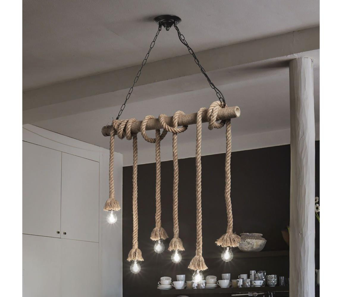 Ideal Lux Ideal Lux - Lustr na lanku CANAPA 6xE27/15W/230V hnědá