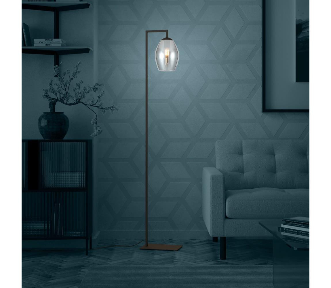 Eglo Eglo 390256 - Stojací lampa ESTANYS 1xE27/40W/230V kouřová
