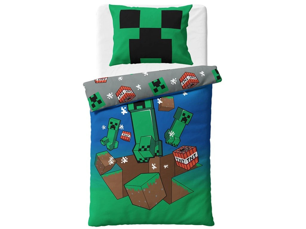 TipTrade Bavlněné povlečení 140x200 + 70x90 cm - Minecraft Creeper explode