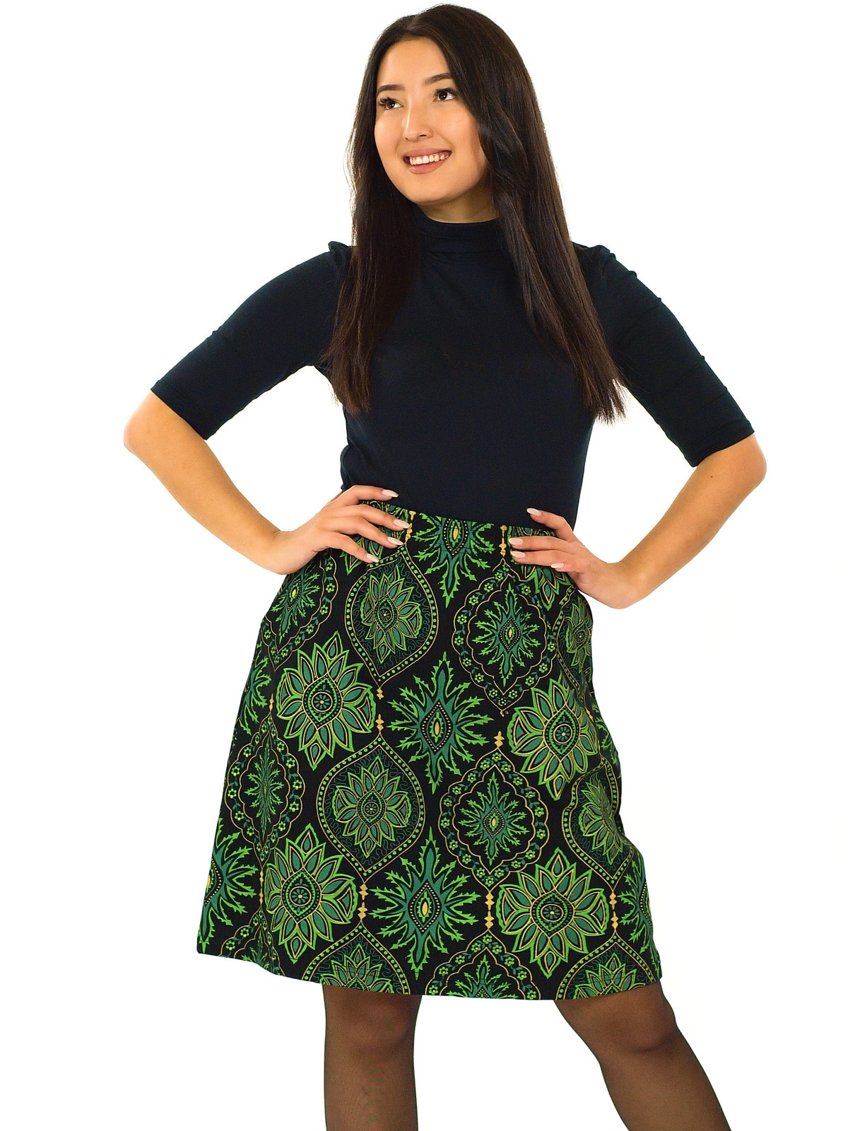 Himalife Sukně Kara - černá se zelenou Velikost: S/M
