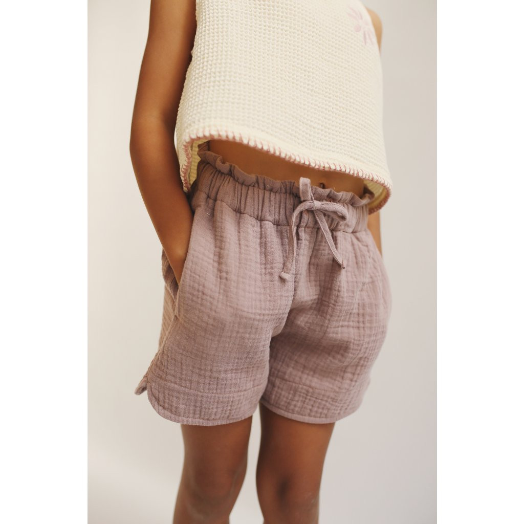 LiiLU dívčí mušelínové šortky SS24 - 062 pale mauve Velikost: 104