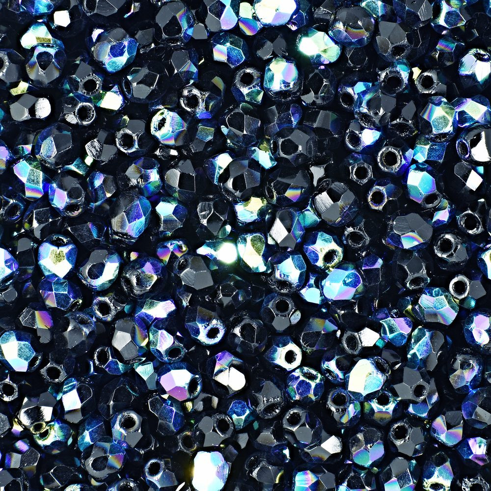 Manumi české broušené korálky 3mm Jet AB - 300 ks