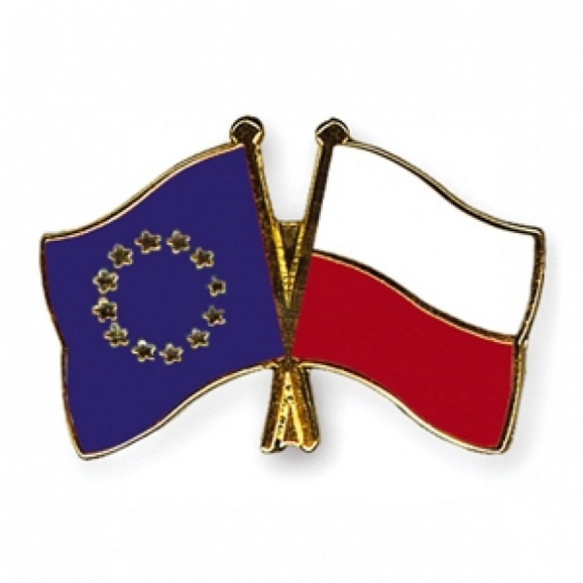 Odznak (pins) vlajka Evropská unie (EU)+Polsko - barevný