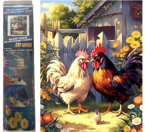 Norimpex Diamantový obrázek - Kohouti - 30 x 40 cm - 2000302
