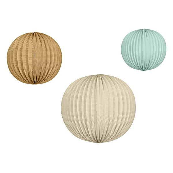 Závěsné lampiony krémová, hnědá, světle modrá 3 ks