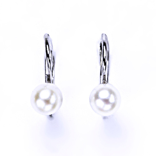 Stříbrné náušnice na patent, šperky(přírodní bílá 5,5 mm)NK 1183