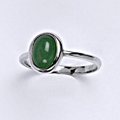 Stříbrný prsten s přírodním kamenem avanturin 8 x 6 mm, T 1355