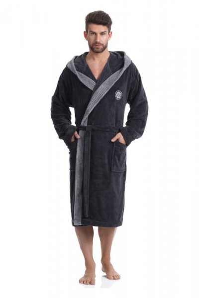 L&L George grafitový Pánský župan 2XL grafitová (tmavě šedá)