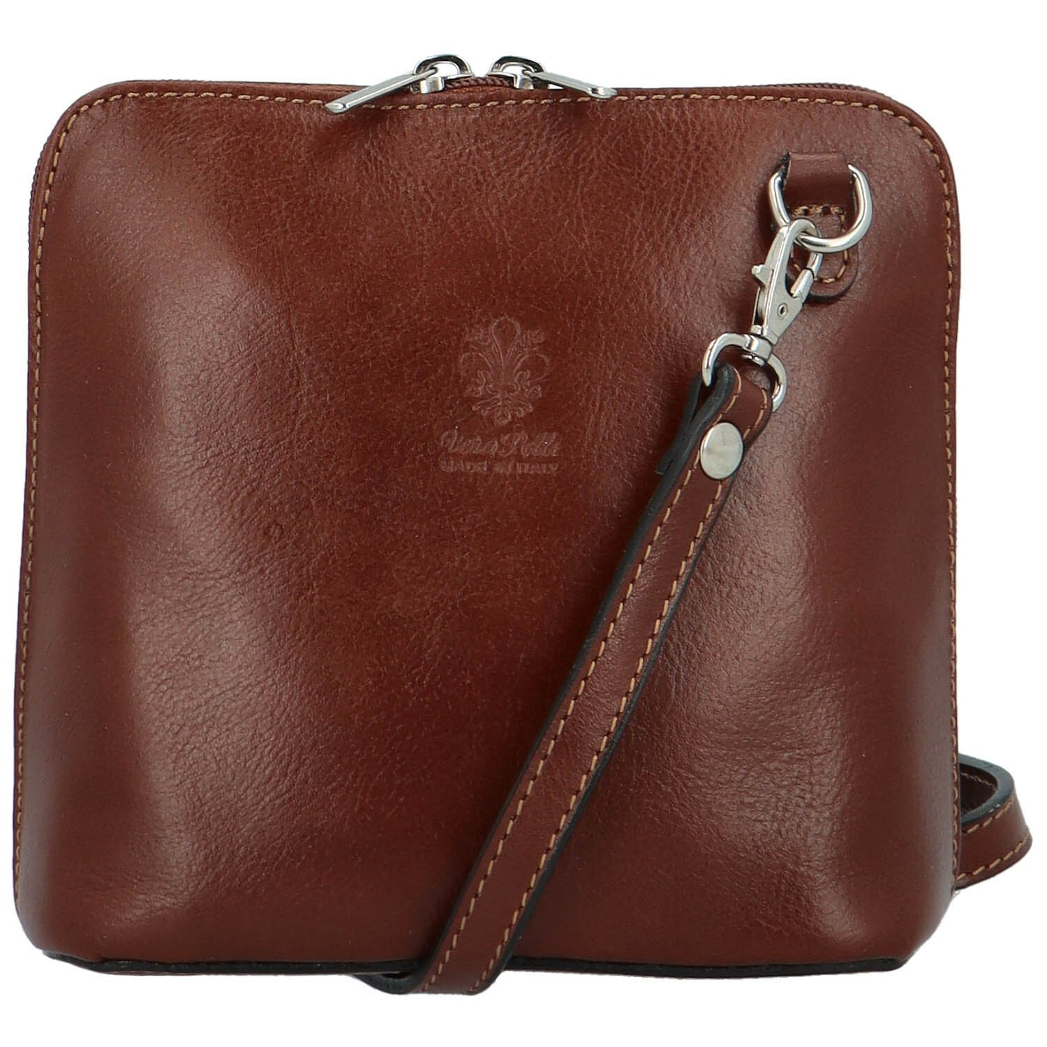 Luxusní dámská kožená crossbody kabelka Defra, hnědá