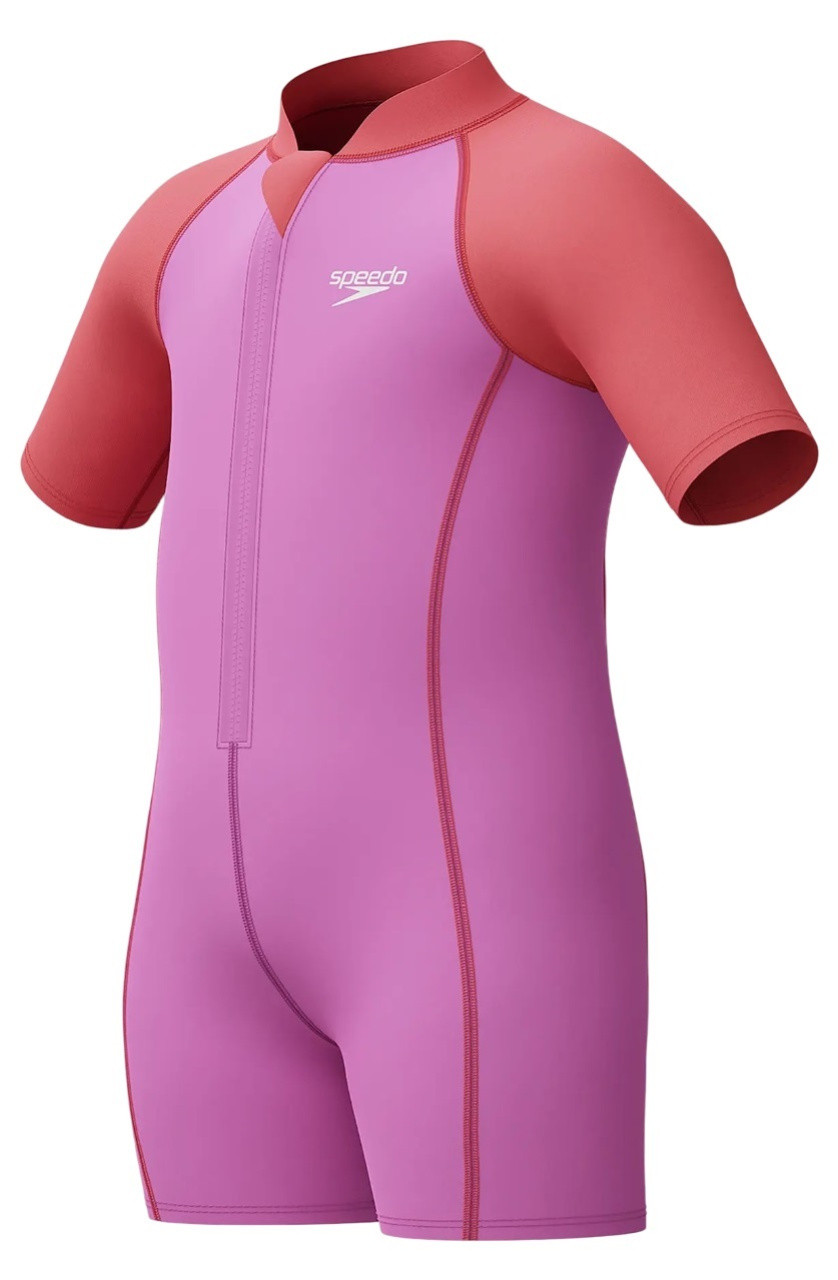 Speedo LTS Neoprene Suit Infant Girls Violet/Red 6-9 Měsíců