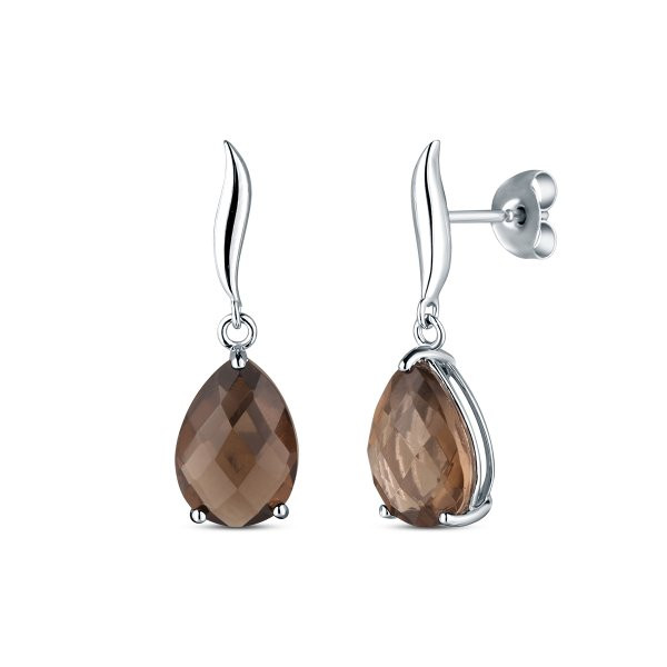 Náušnice s kouřovým topazem 334-955-SQ3694 2.20g