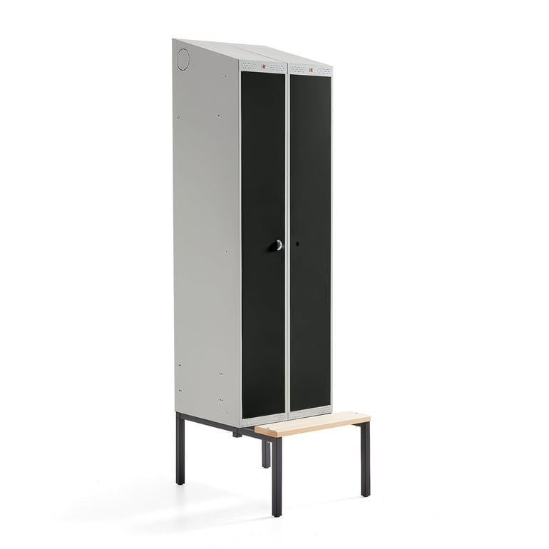 Šatní skříňka CLASSIC COMBO, 1 sekce, 2 boxy, 2290x600x550 mm, lavice, černé dveře