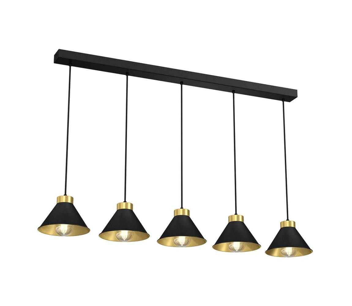 Lustr na lanku DEMET 5xE27/60W/230V černá/zlatá