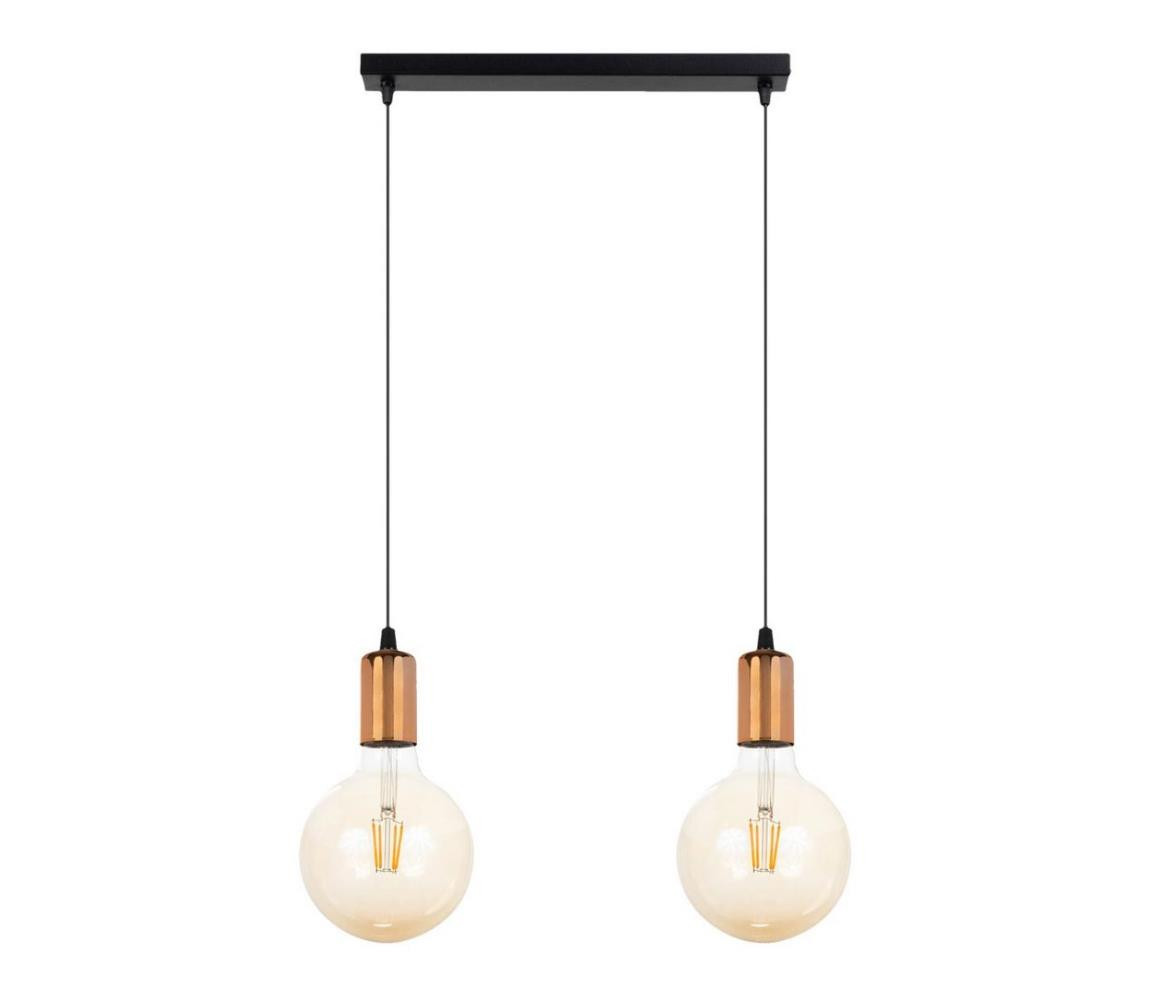 Lustr na lanku MIROS 2xE27/60W/230V černá/měděná