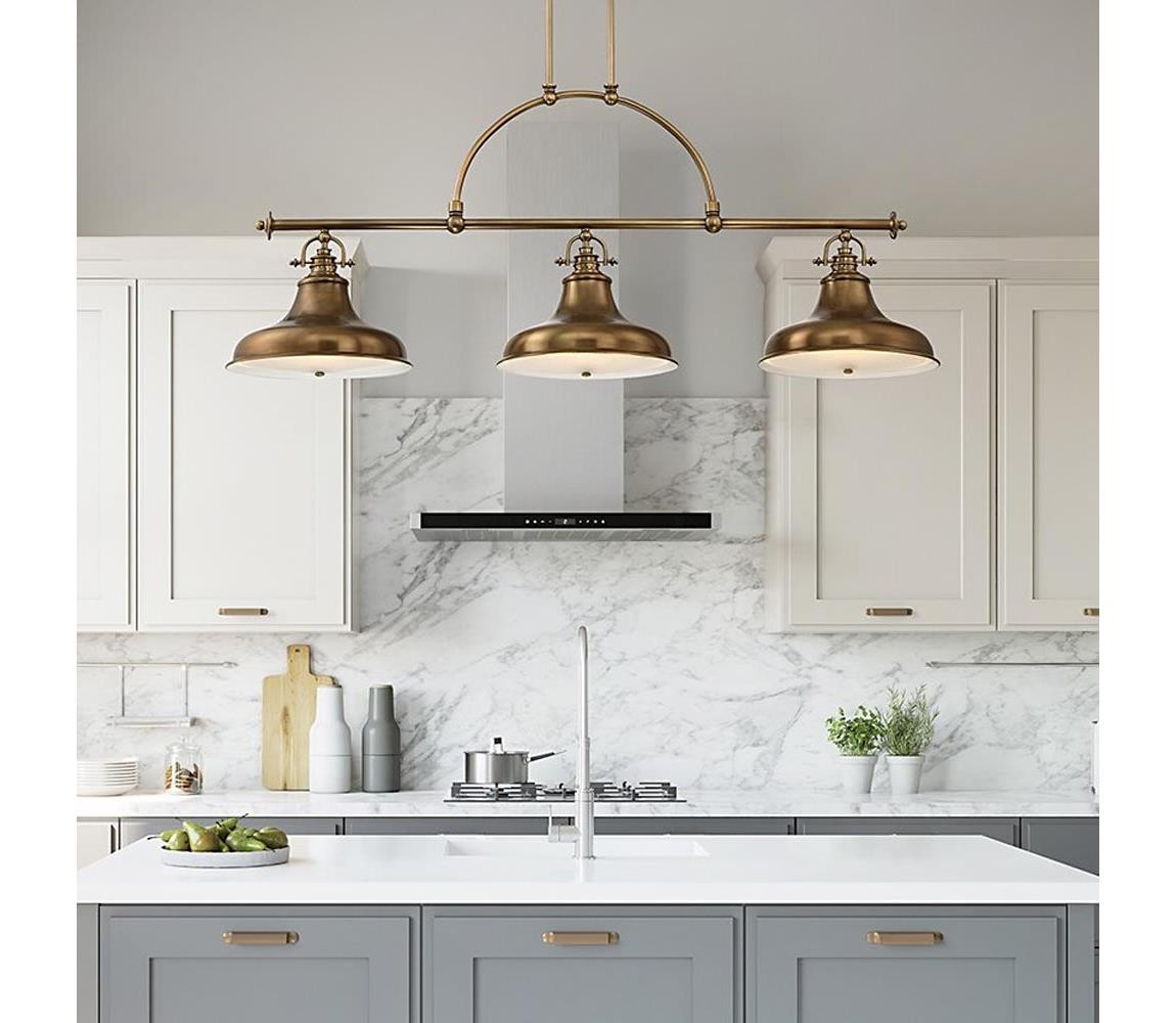 Elstead Quoizel QZ-EMERY3P-WS - Lustr na řetězu EMERY 3xE27/100W/230V mosaz