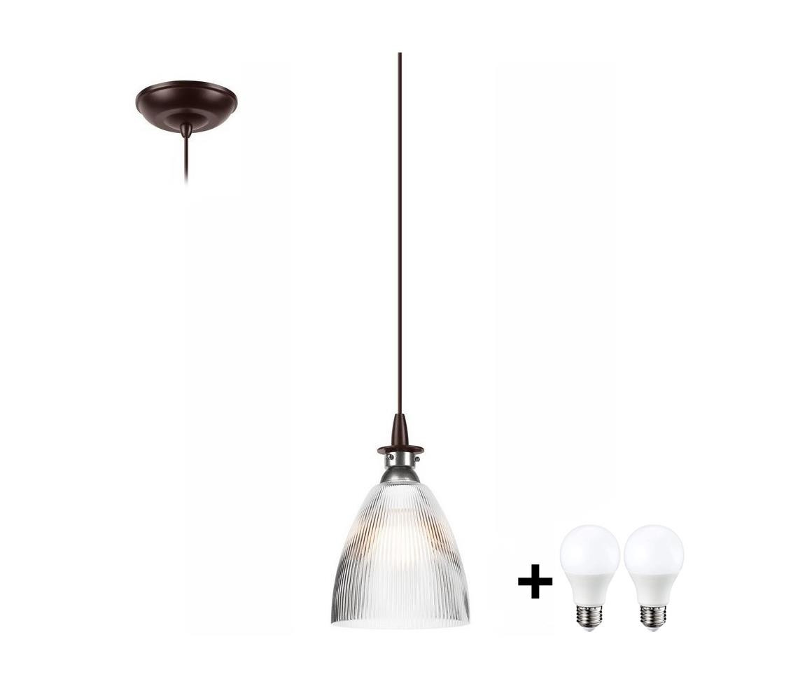 LED Lustr na lanku JODI 1xE27/60W/230V bronz