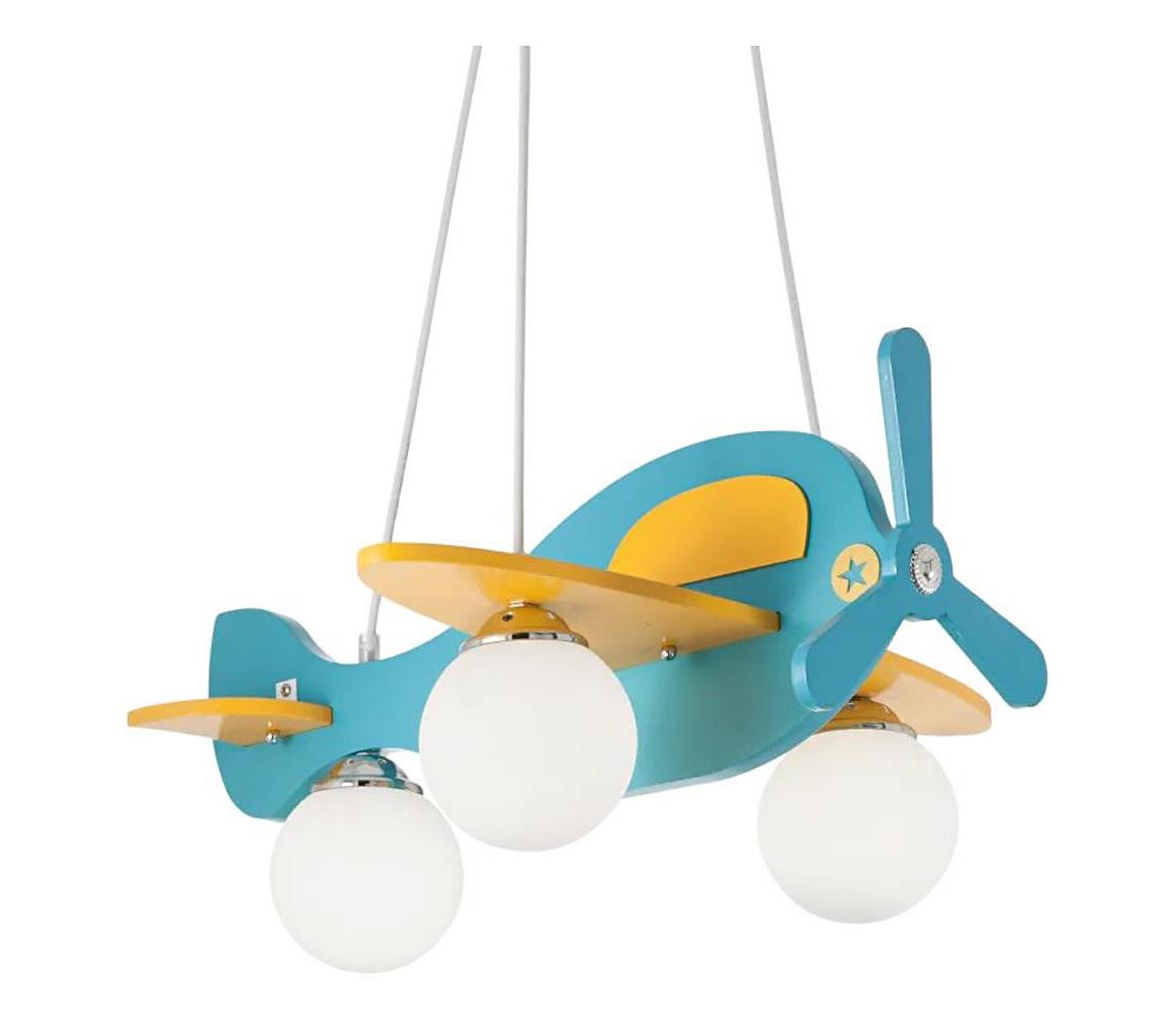 Ideal Lux Ideal Lux - Dětský lustr na lanku AVION 3xE27/28W/230V modrá