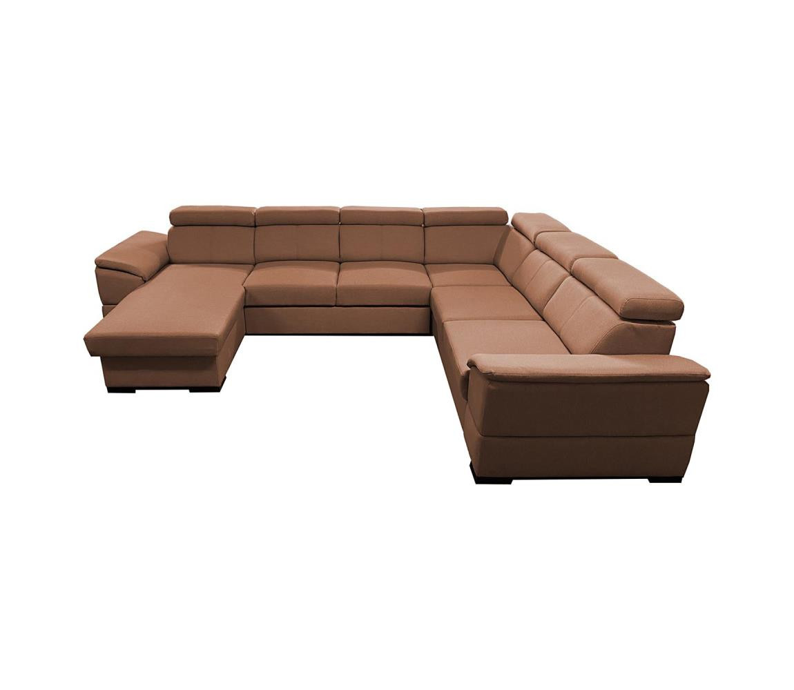 MEBLEDOMI Rozk. sedací souprava s univer. rohem do U s úložným prostorem GRANADA hnědá