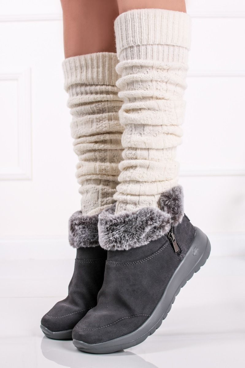 Tmavě šedé kožené kotníkové kozačky On-the-go Joy