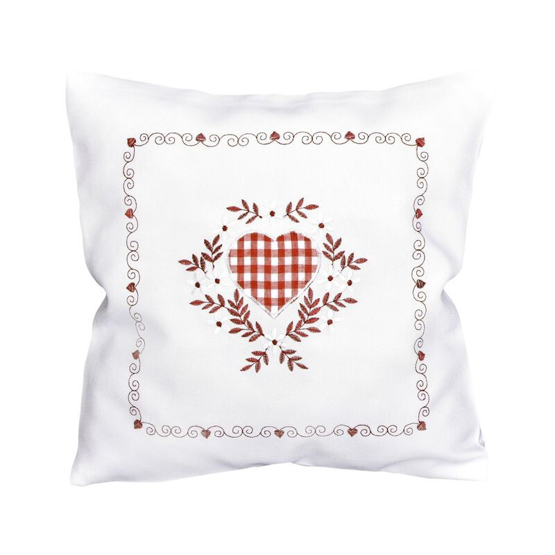 Návlek na polštář, Srdce a káro, bílý, 40 x 40 cm