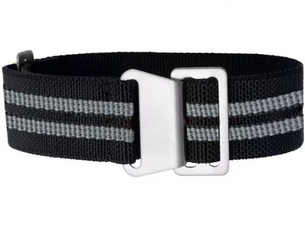 Elastický nylonový řemínek, černý-šedé proužky (motiv 25) - 20 mm