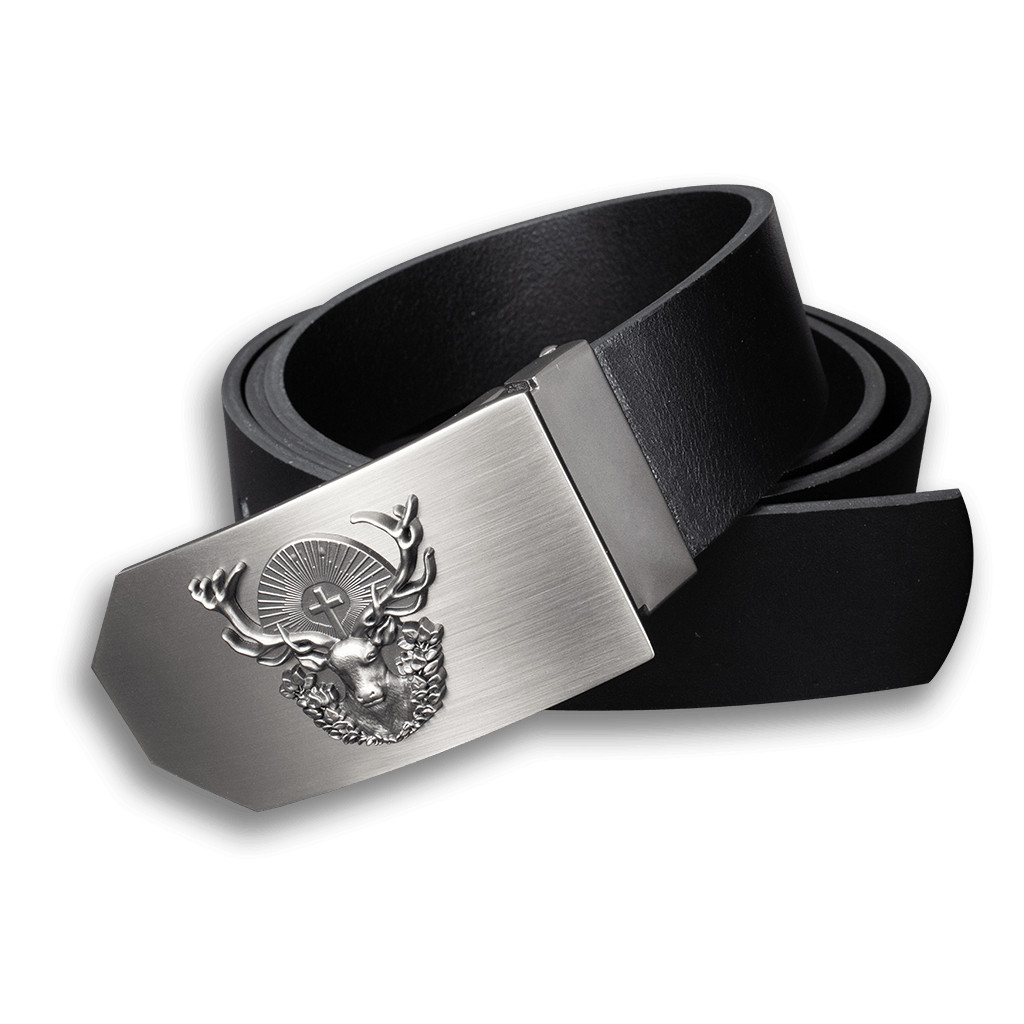 Opasek kožený myslivecký Jelen Hubert 4 cm - černý, 100