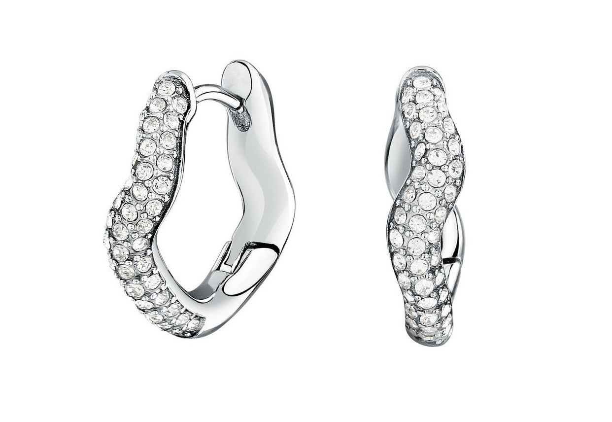 Morellato Vlnité ocelové náušnice s krystaly Design SAYP10