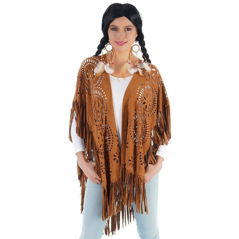 Indiánské poncho hnědé