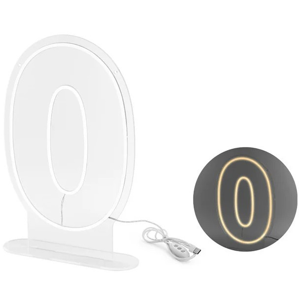 Neonové LED číslo '0', bílé, 50 cm