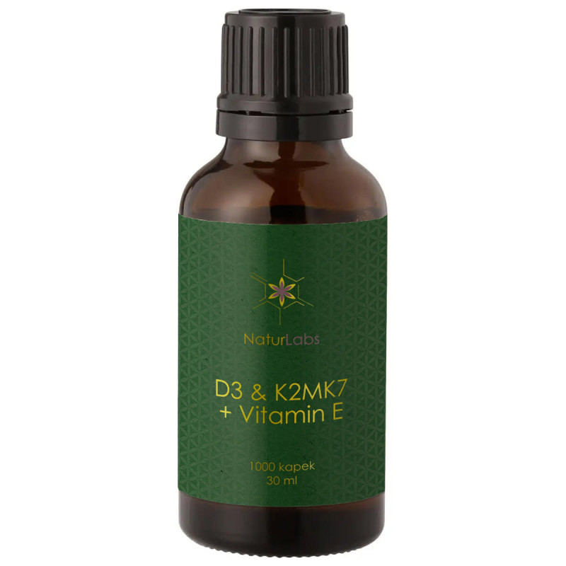 Vitamin D3 + K2 + E, 500 dávek, extra silný (1000 IU), tekutý NaturLabs